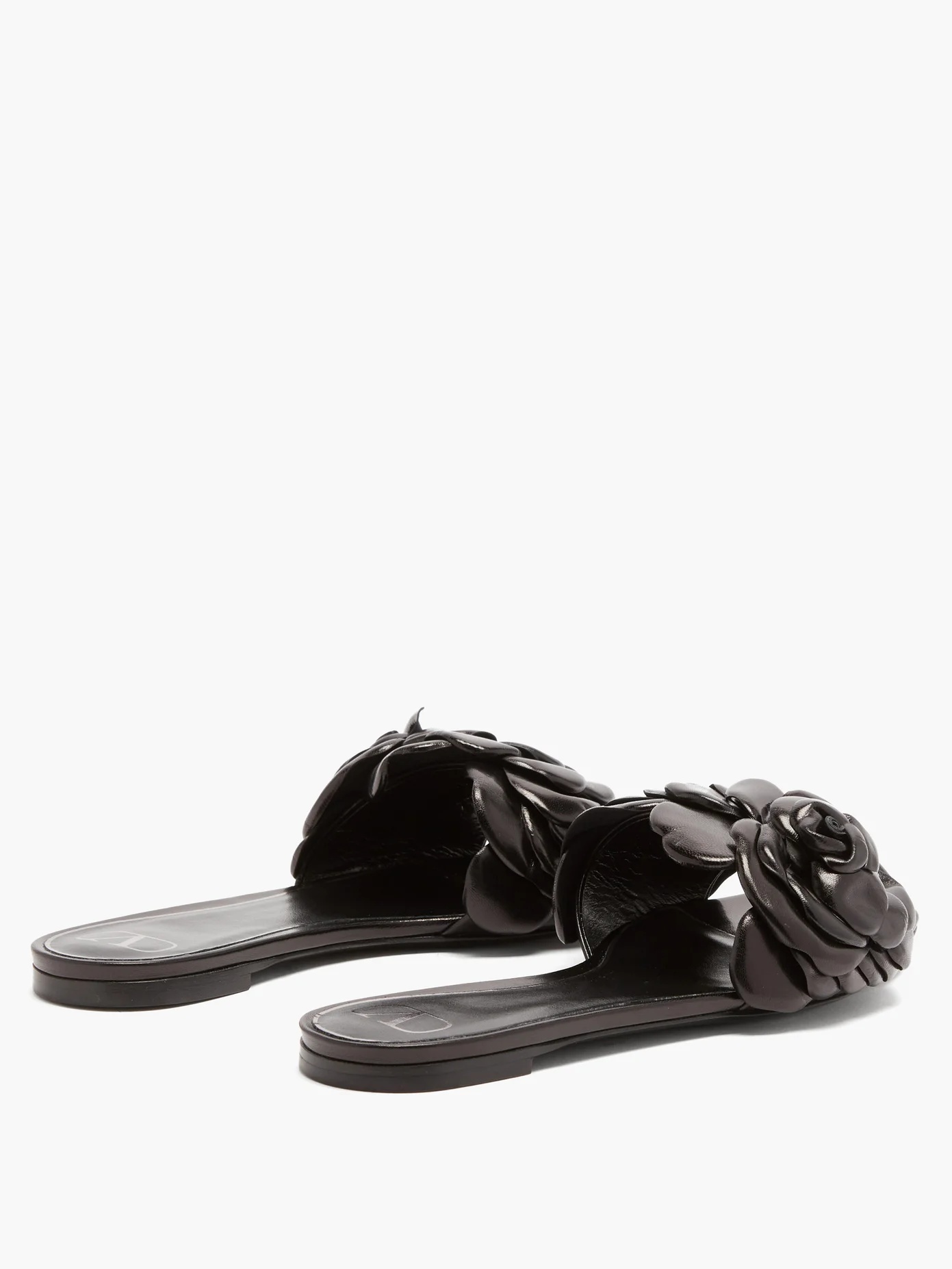 Atelier petal-embellished leather slides - 4