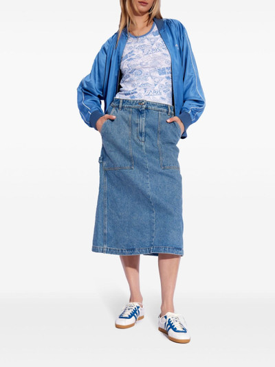 Maison Kitsuné logo-embroidered denim midi skirt outlook