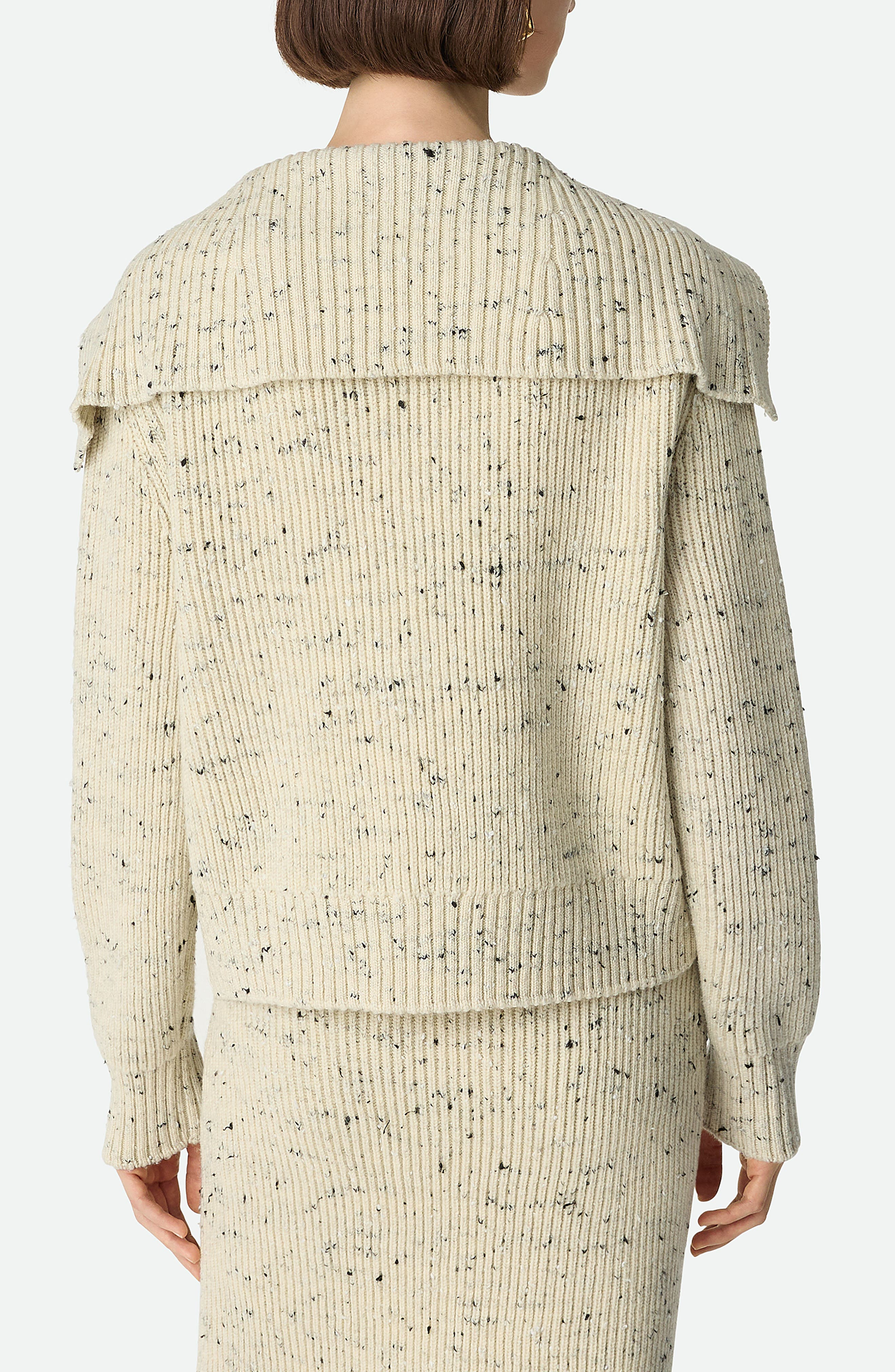 Bottega Veneta Knot Button Wool Blend Rib Cardigan in 9317 Dove at Nordstrom - 2