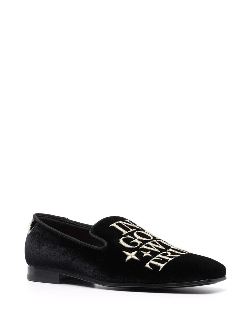 PHILIPP PLEIN Money-embroidered velvet loafers outlook