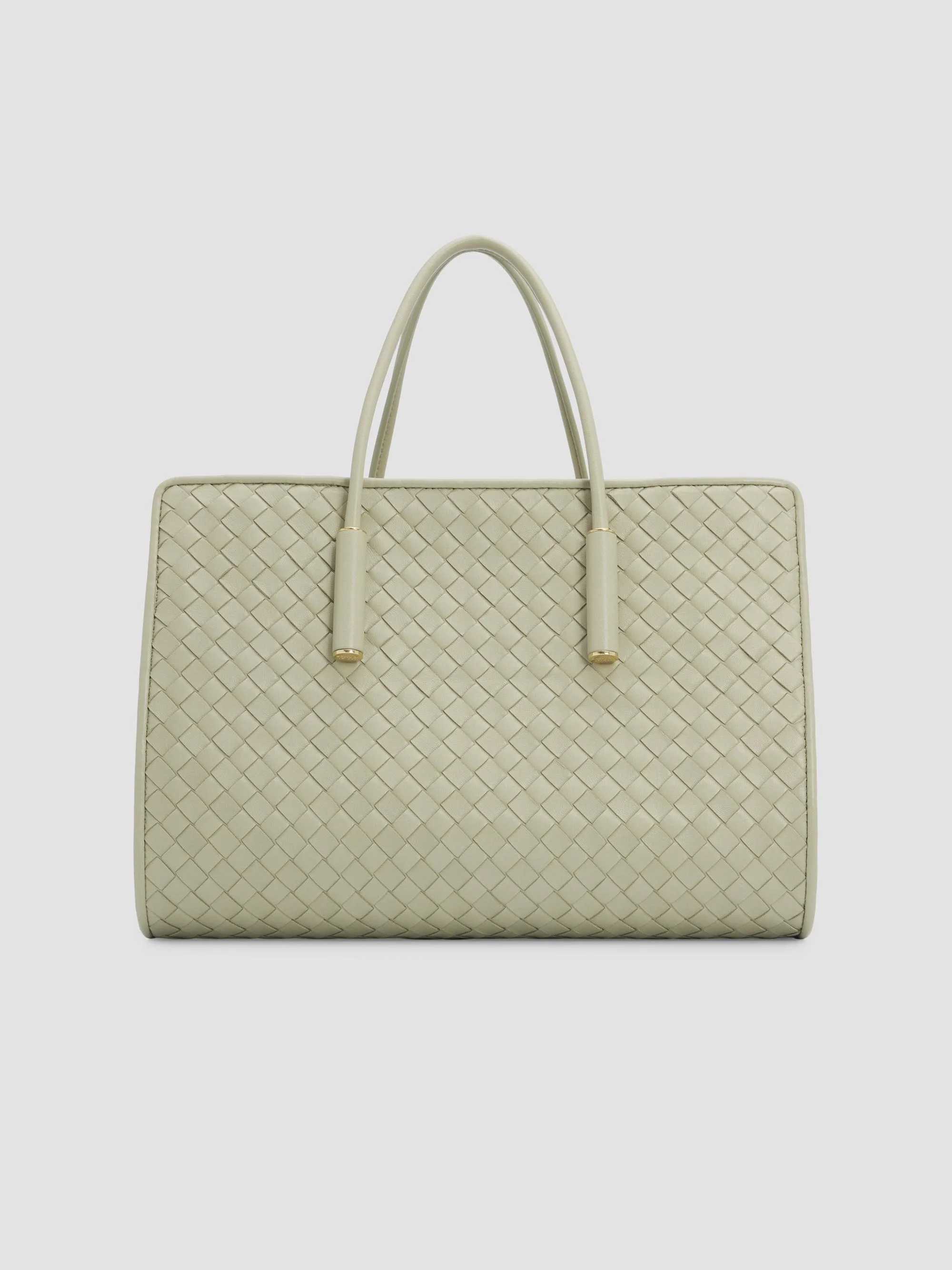 Women's Barbara Intrecciato-Leather Tote Bag - Travertine Brass - 1
