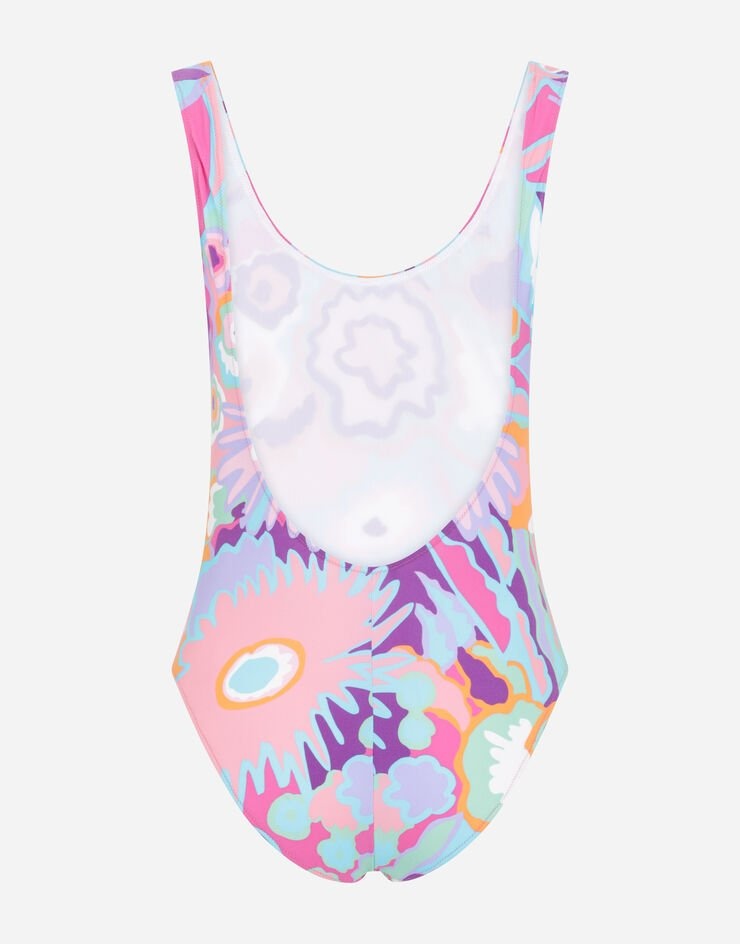 60s-print racing swimsuit - 3