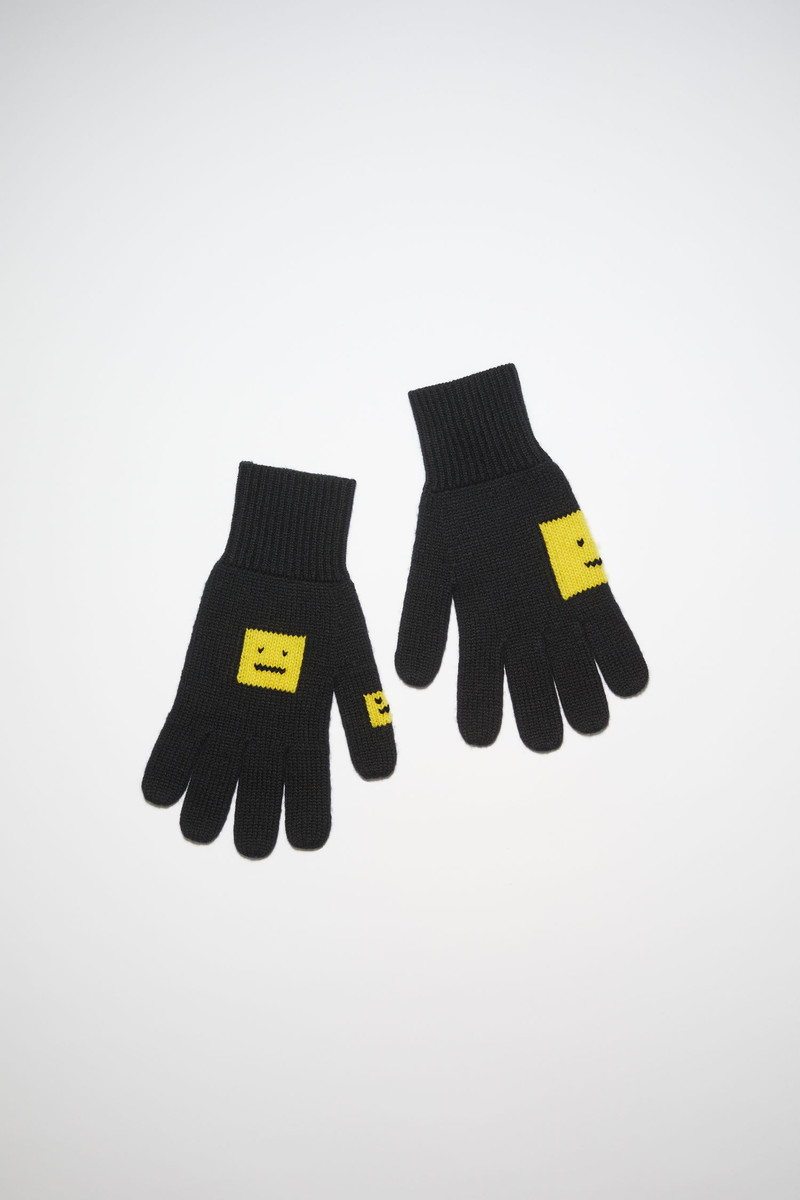 Wool face gloves - Black/yellow 1