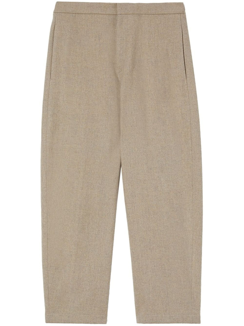 logo-patch wool tapered trousers 1
