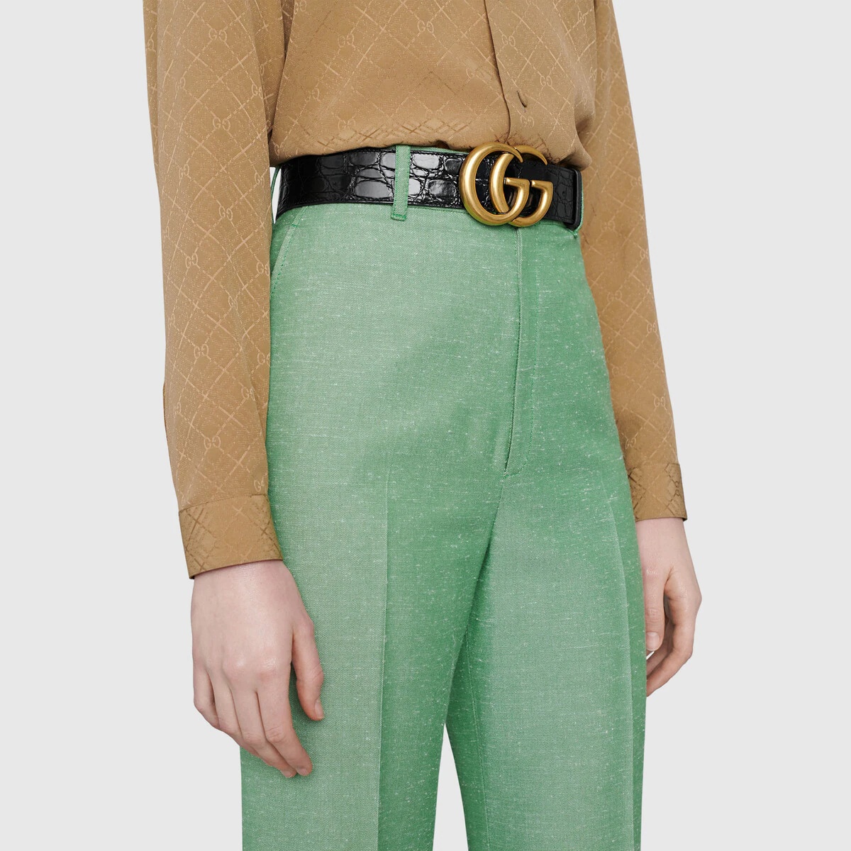 GG Marmont caiman belt with shiny buckle - 5