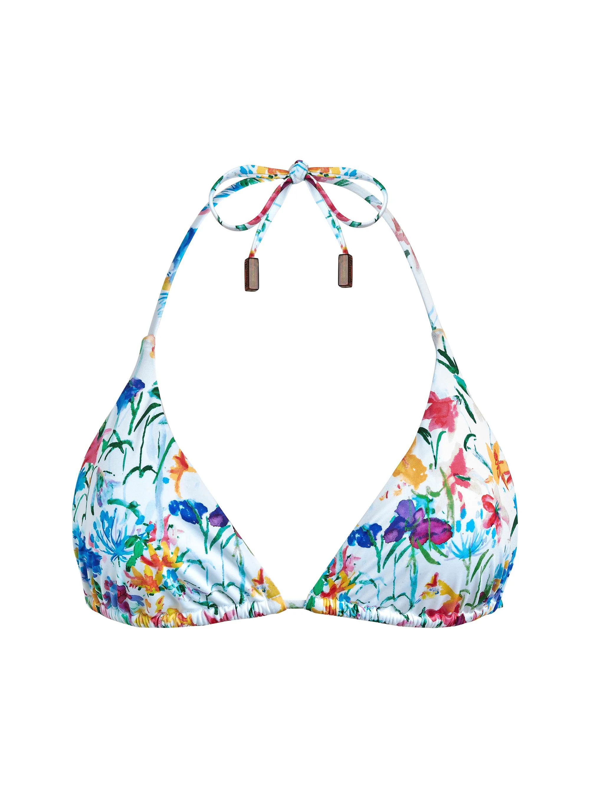 Women's Happy Flowers String Bikini Top - Blanc - 1