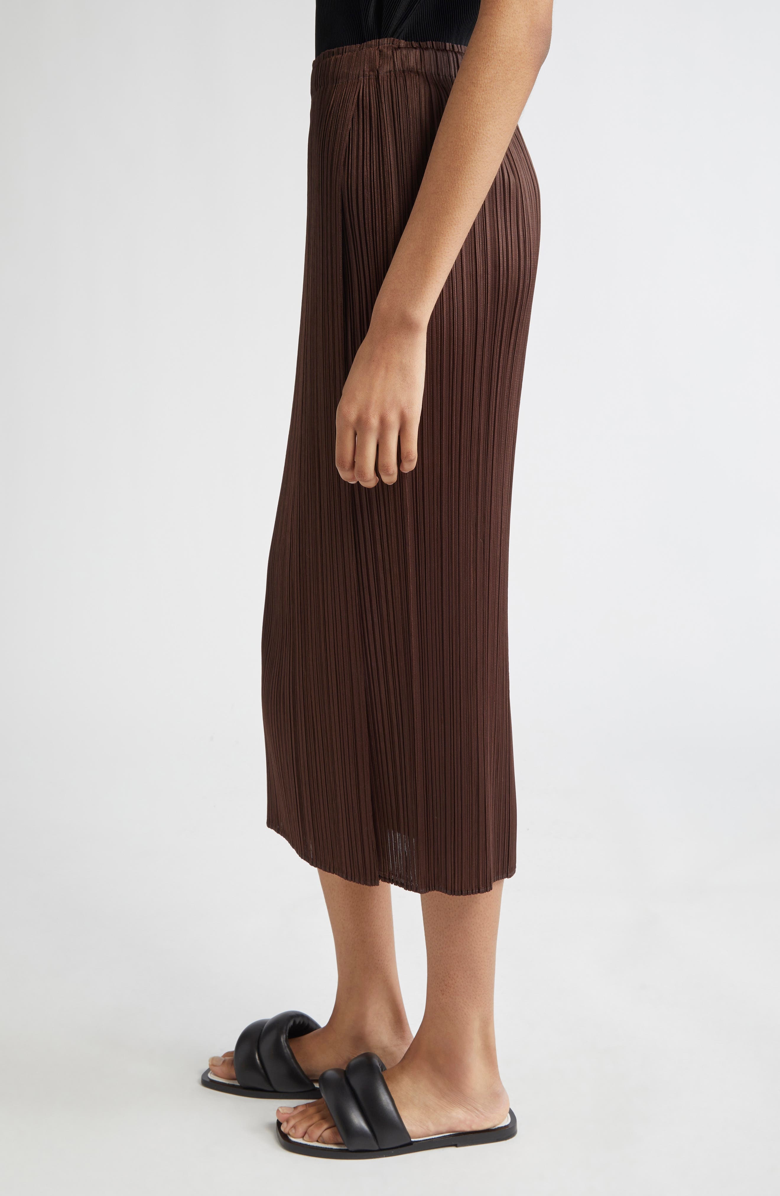 Pleats Please Issey Miyake Monthly Colors March Pleated Midi Skirt in Dark Brown at Nordstrom - 3