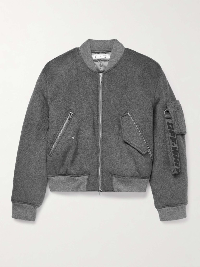 Logo-Embroidered Padded Cashmere Bomber Jacket 1