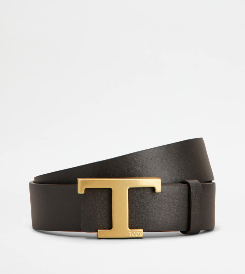 Tod's T TIMELESS REVERSIBLE BELT IN PONY EFFECT LEATHER - BROWN outlook