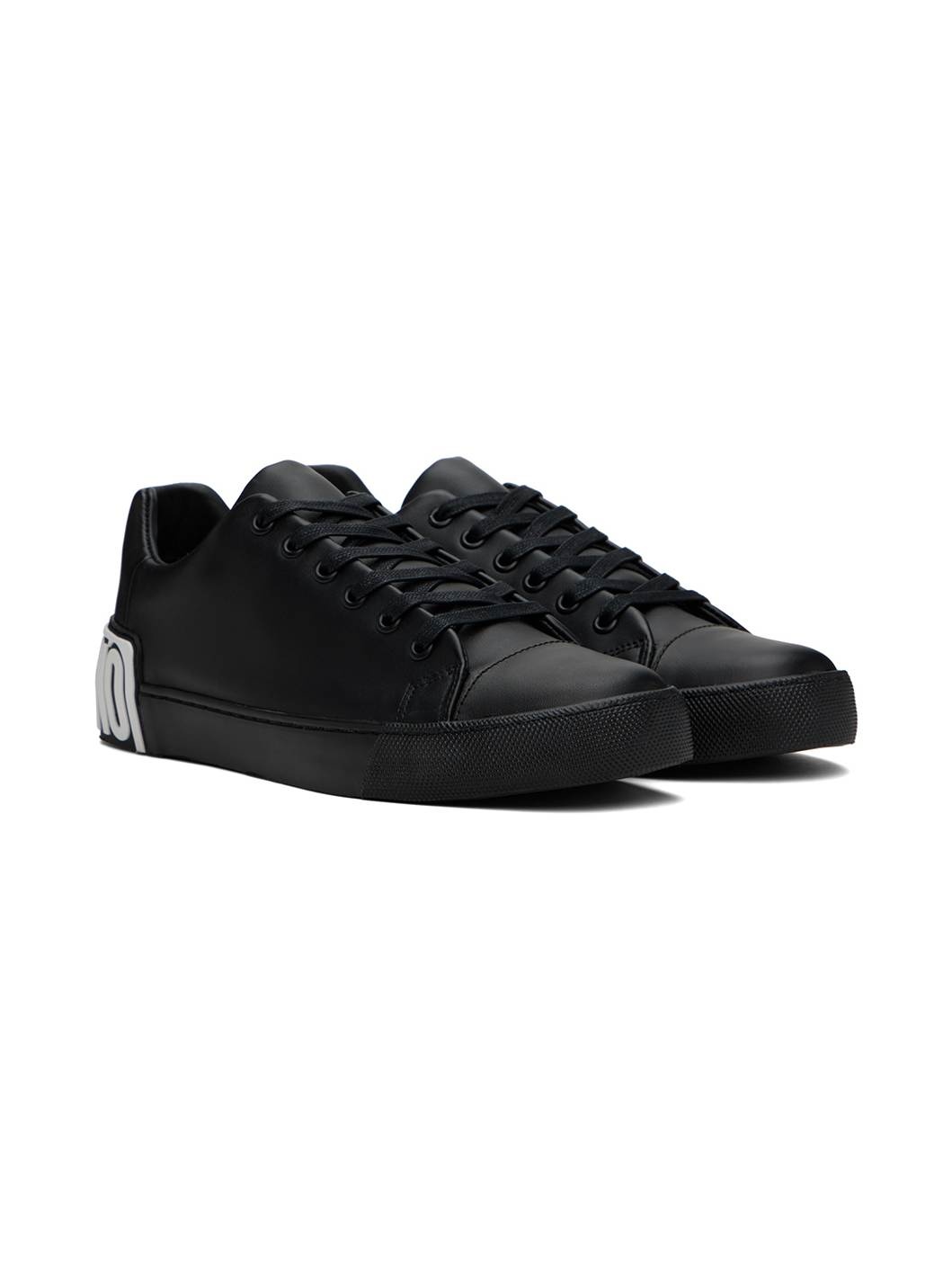 Black Maxi Logo Calfskin Sneakers - 4