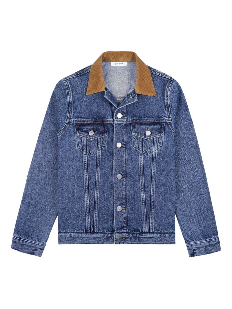 contrasting-collar cotton denim jacket 1