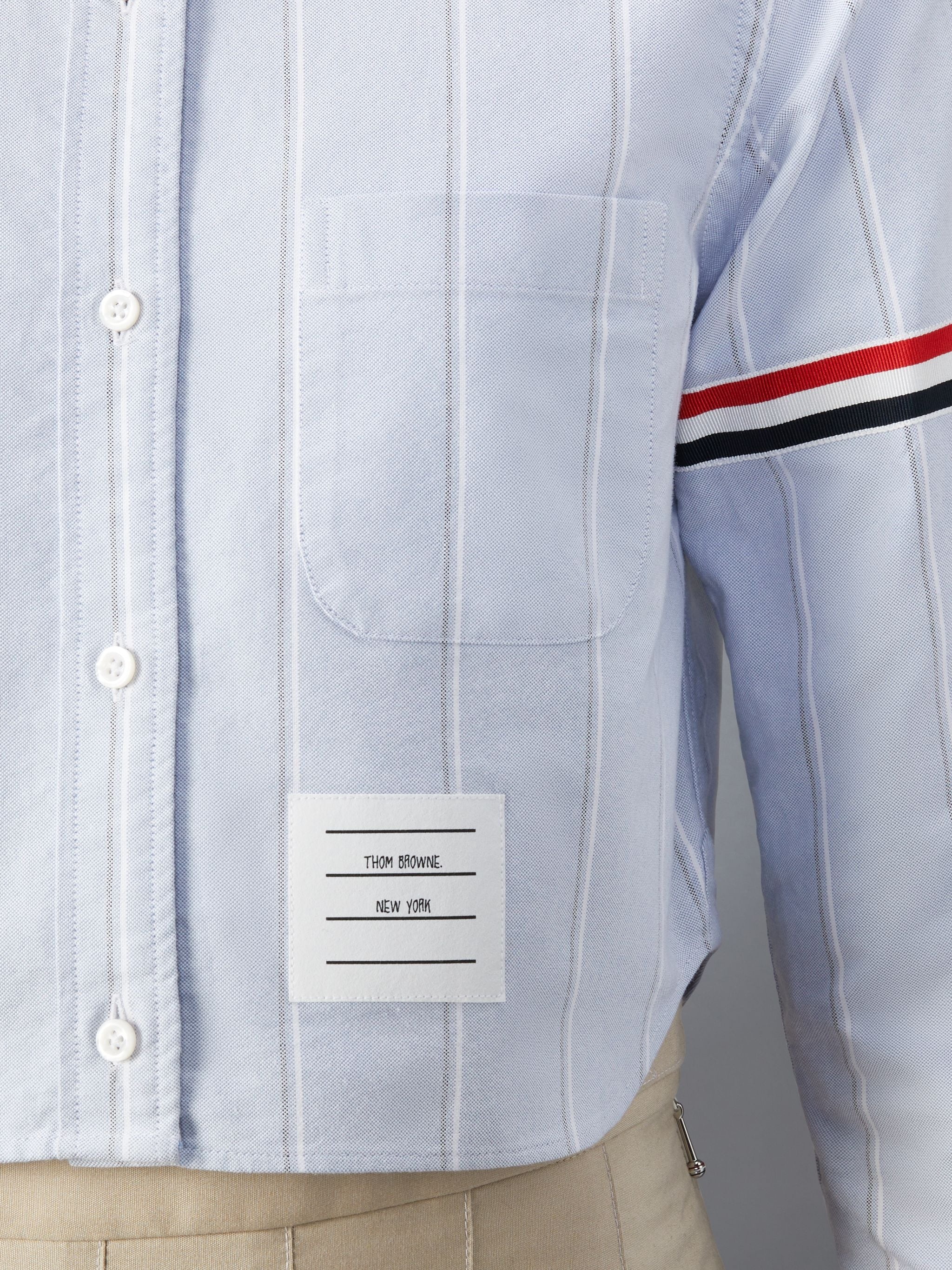 Stripe Oxford Armband Cropped Shirt - 4