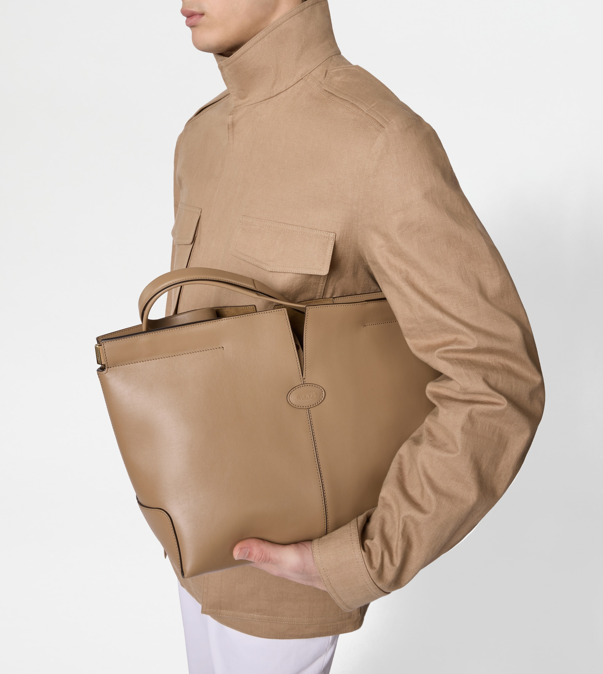 TOD'S DI BAG FOLIO IN LEATHER MEDIUM-SMALL - BEIGE - 8