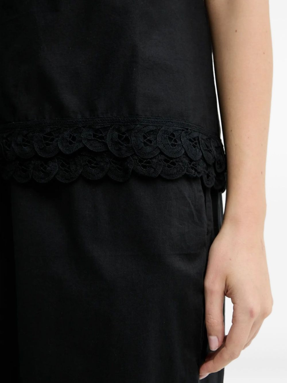 lace-trimmed drawstring top - 4