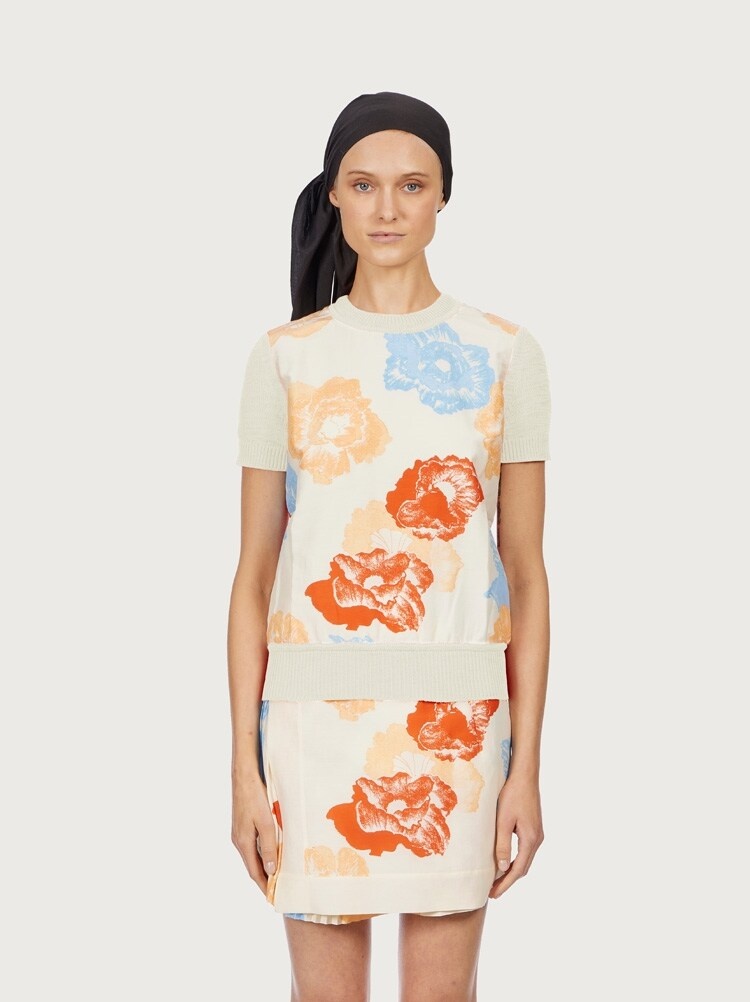 KNITTED TOP WITH SILK INSERTS - 2