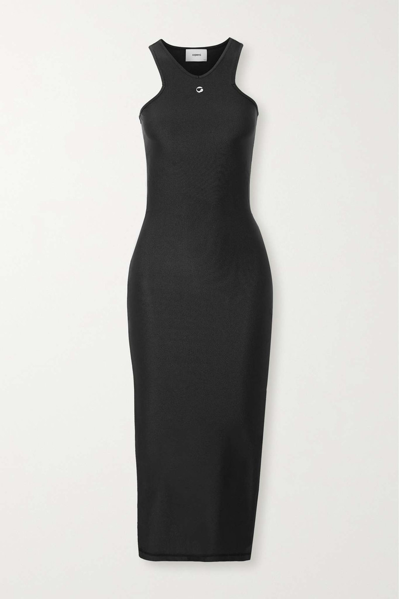 Embellished satin-jersey midi dress - 1