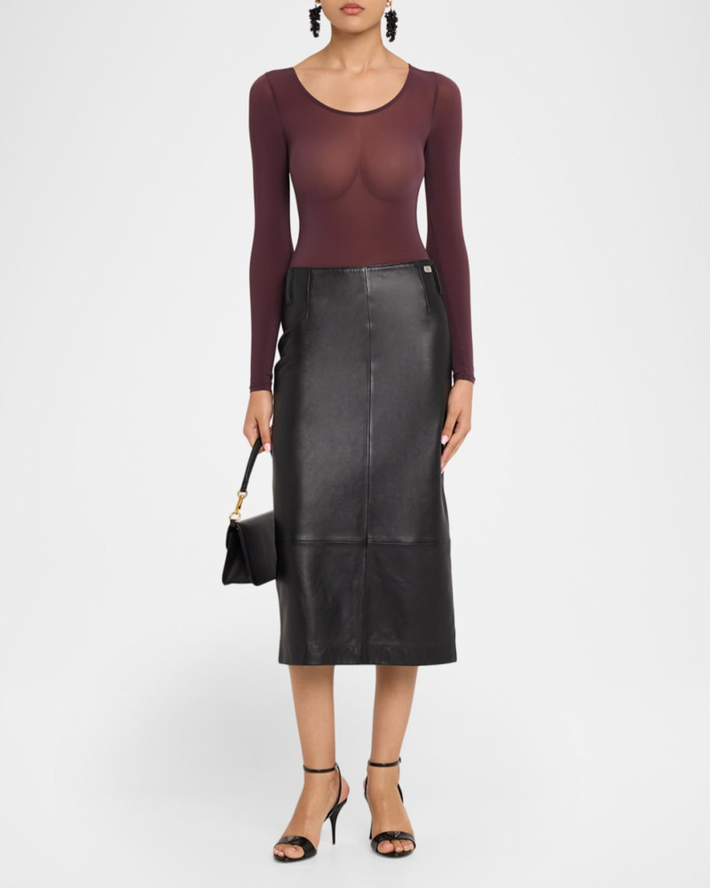 Wolford Buenos Aires Long-Sleeve Semi-Sheer Bodysuit outlook