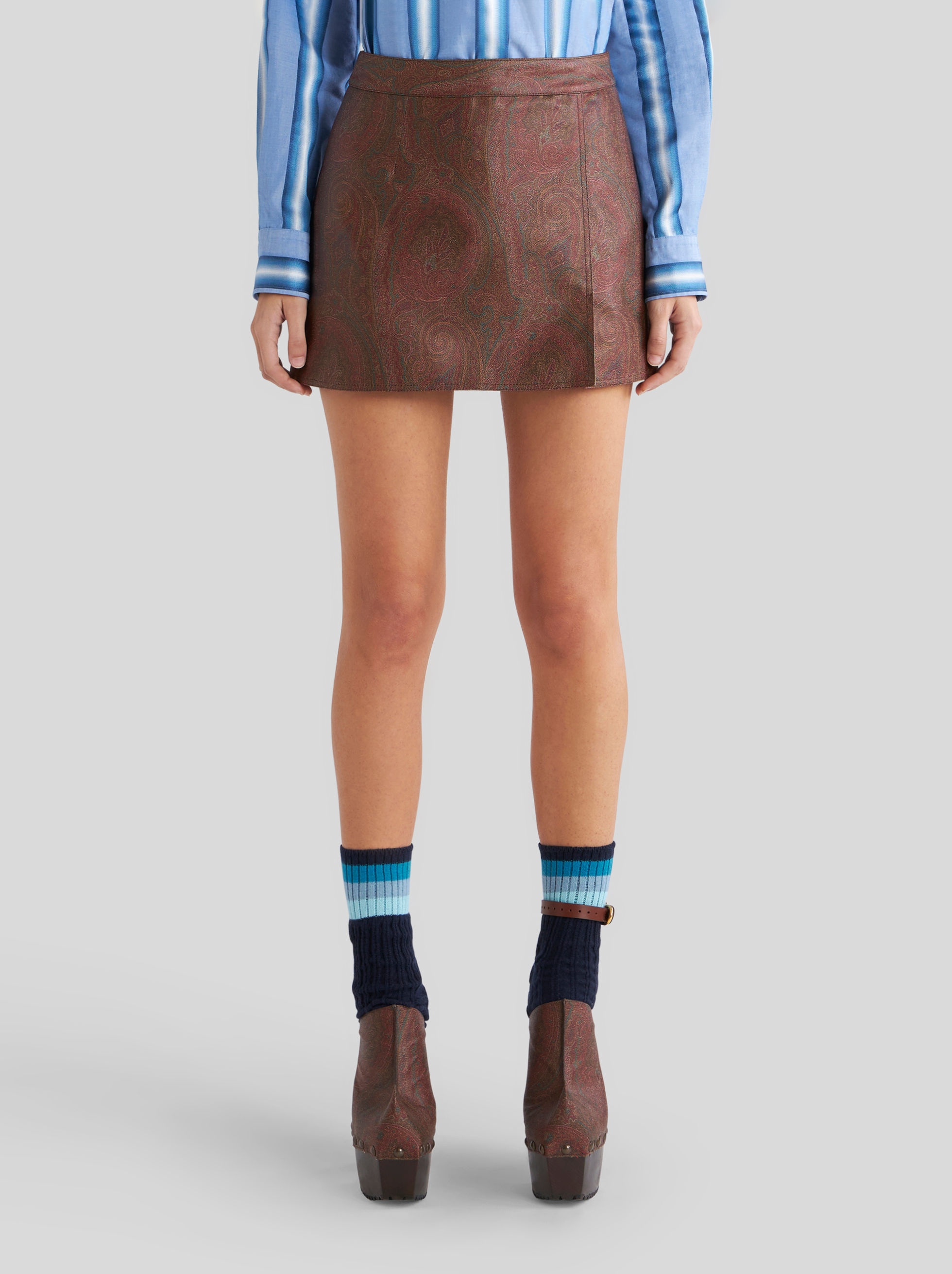 MINI SKIRT IN PAISLEY JACQUARD FABRIC - 2