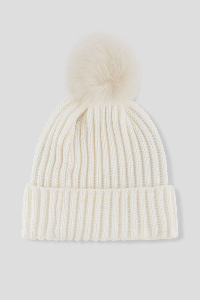 Ranya Knitted hat with lambskin pompom in Off-white - 3