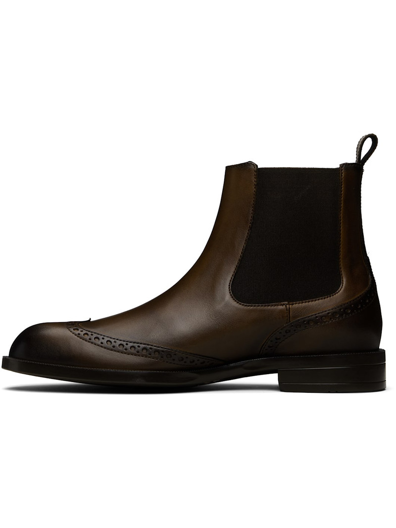 BOSS Brown Leather Chelsea Boots outlook