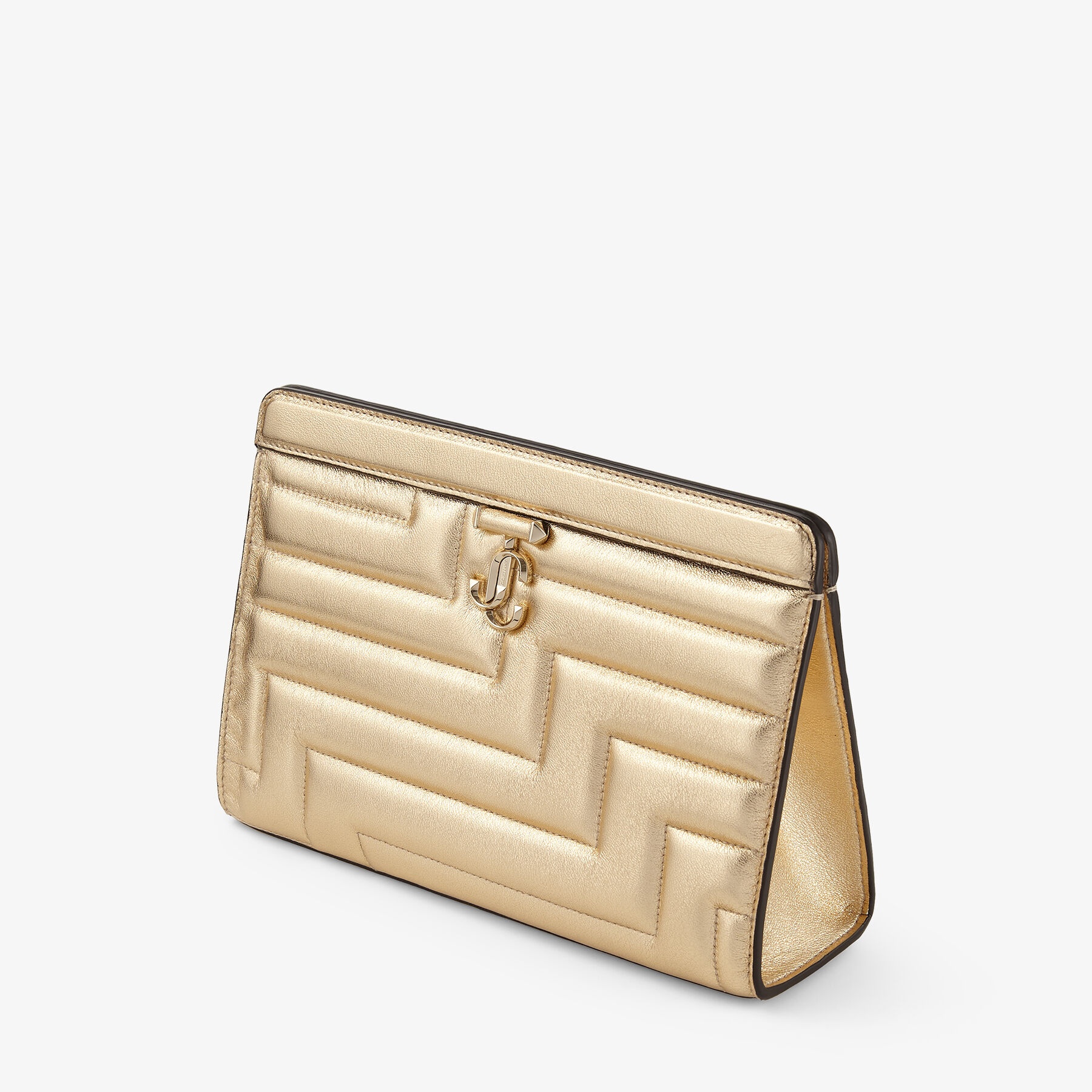 Varenne Avenue Pouch
Gold Quilted Metallic Nappa Leather Pouch Bag with Light Gold JC Emblem - 4