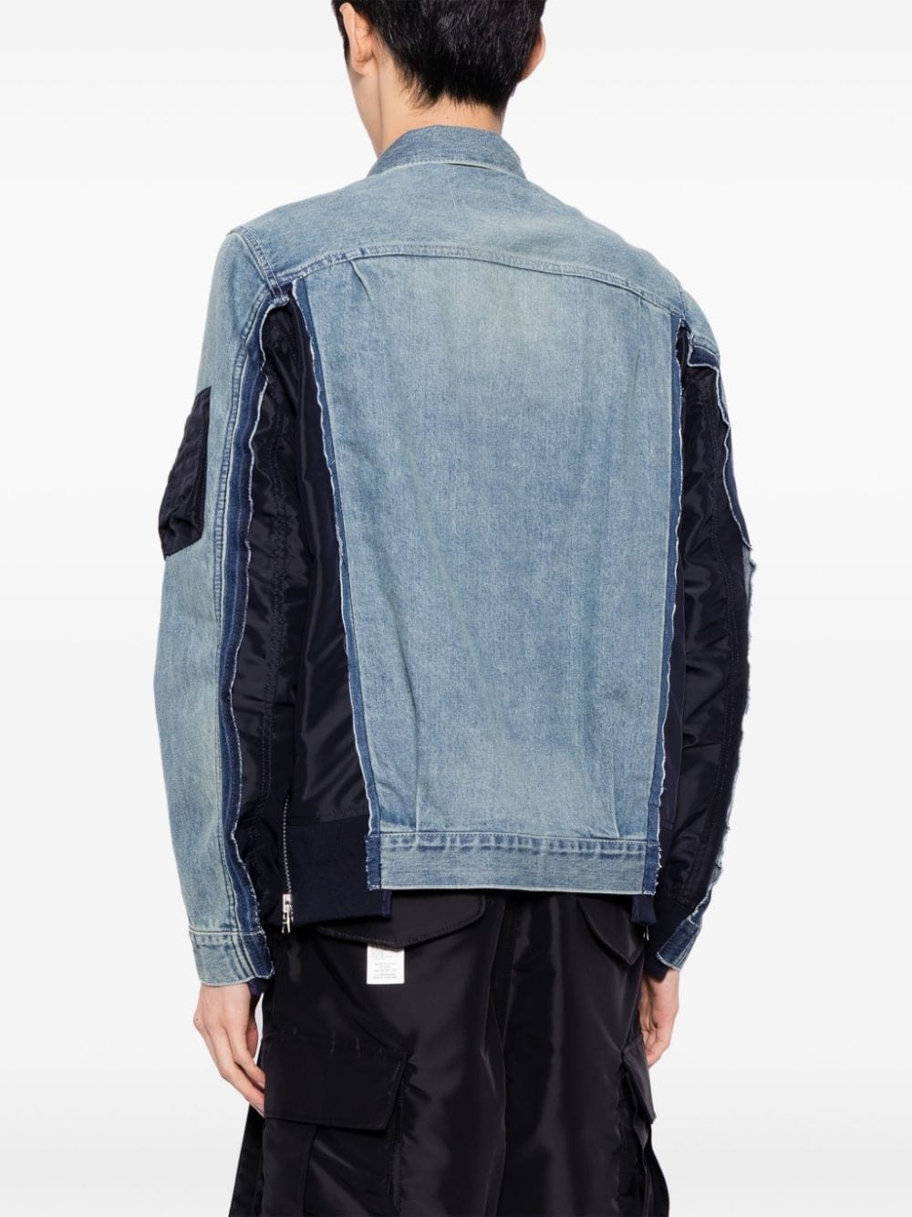 side-zip panelled denim jacket - 4