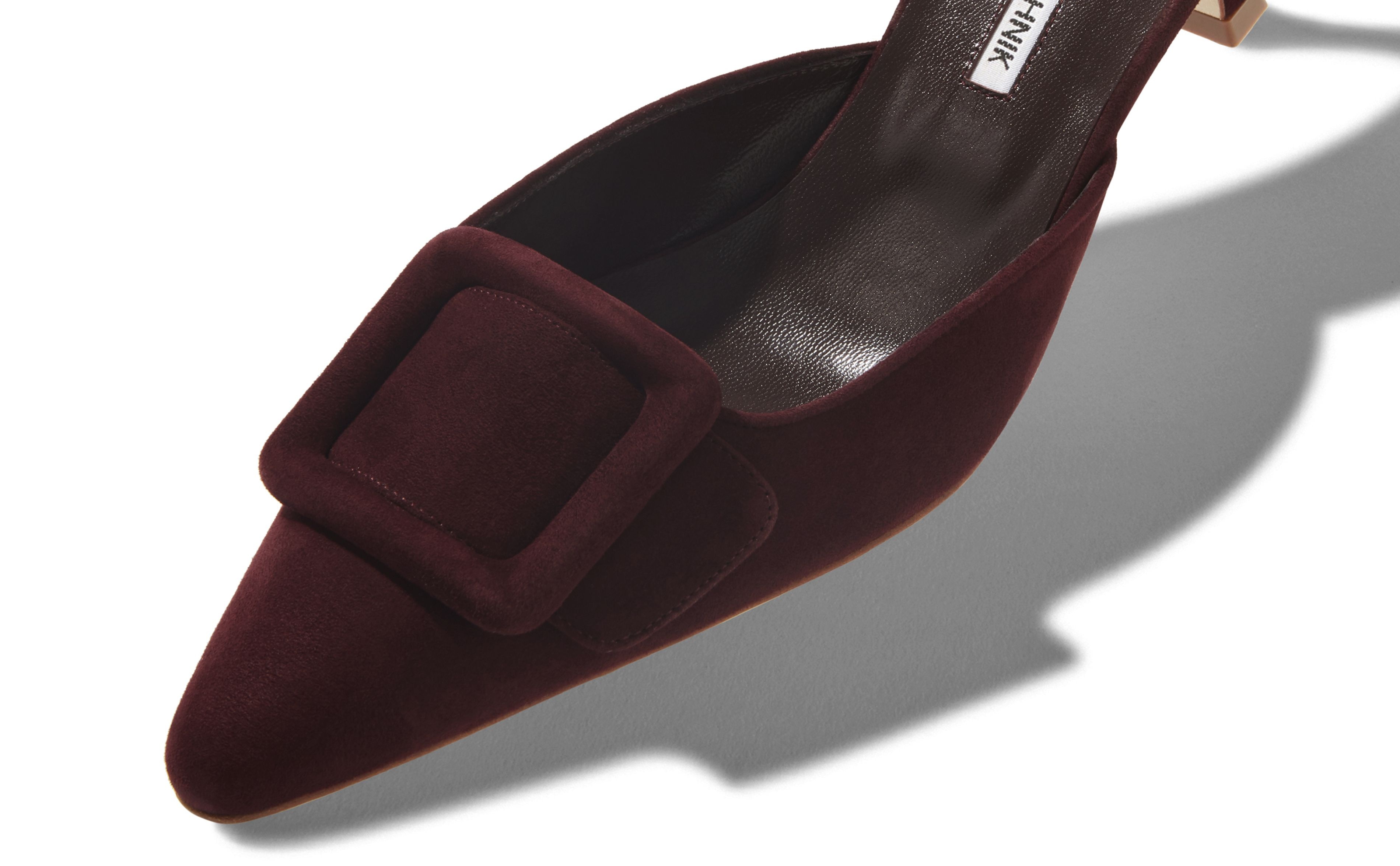 Burgundy Suede Kitten Heel Mules - 4