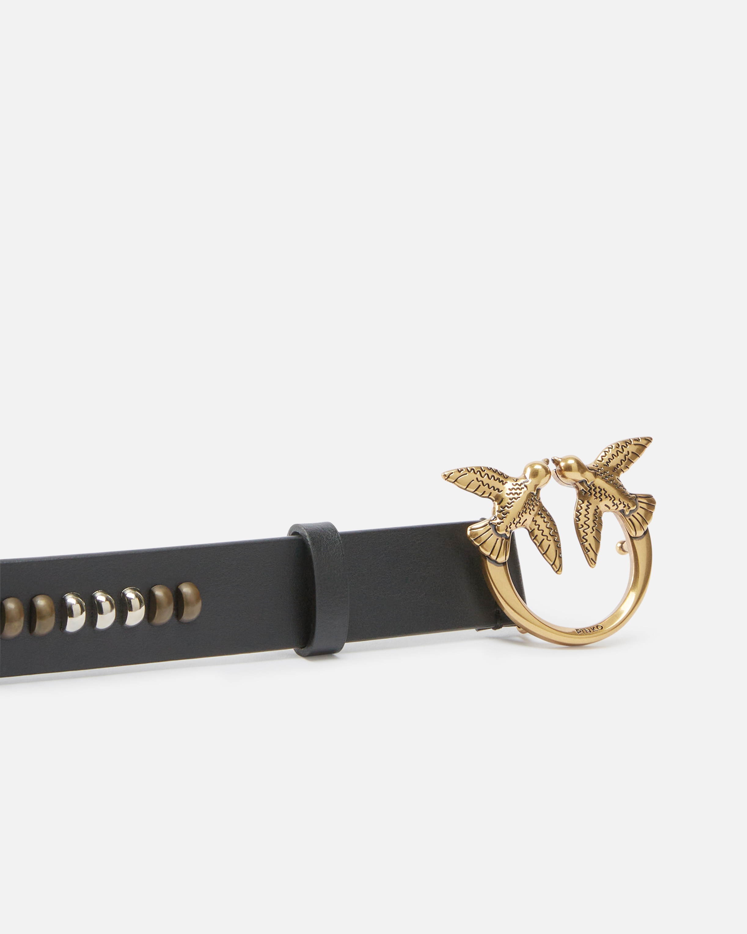 LEATHER BELT WITH STUDDED BIRDS BUCKLE - 5