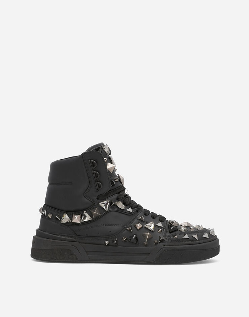 Calfskin 냅파 새로운 Roma mid-top sneakers 와 스터드 1