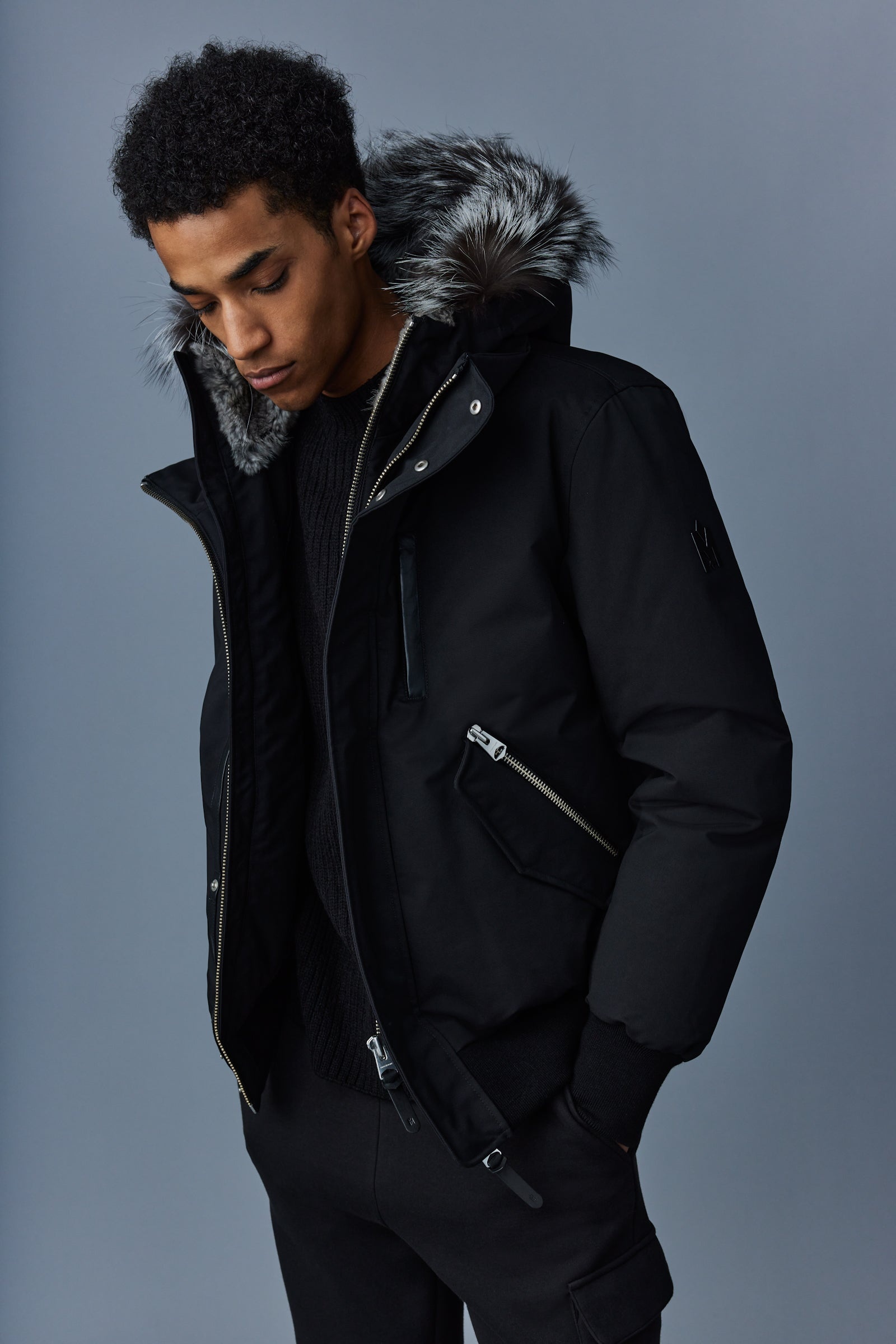 MACKAGE DIXON 2-in-1 Nordic Tech down bomber with silver fox fur ...