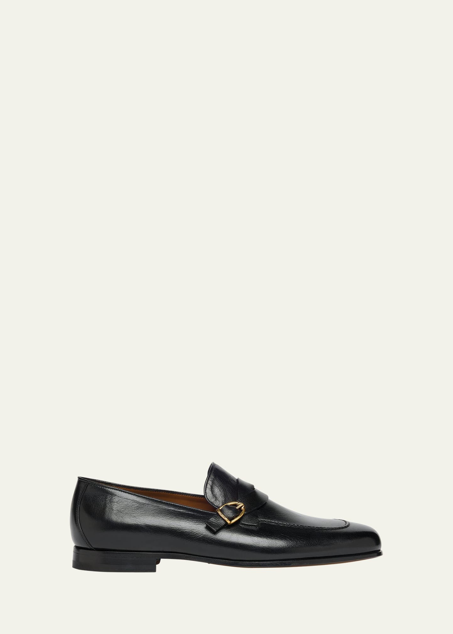 Men's Gigi Grained Leather Twisted Buckle Loafers - 1