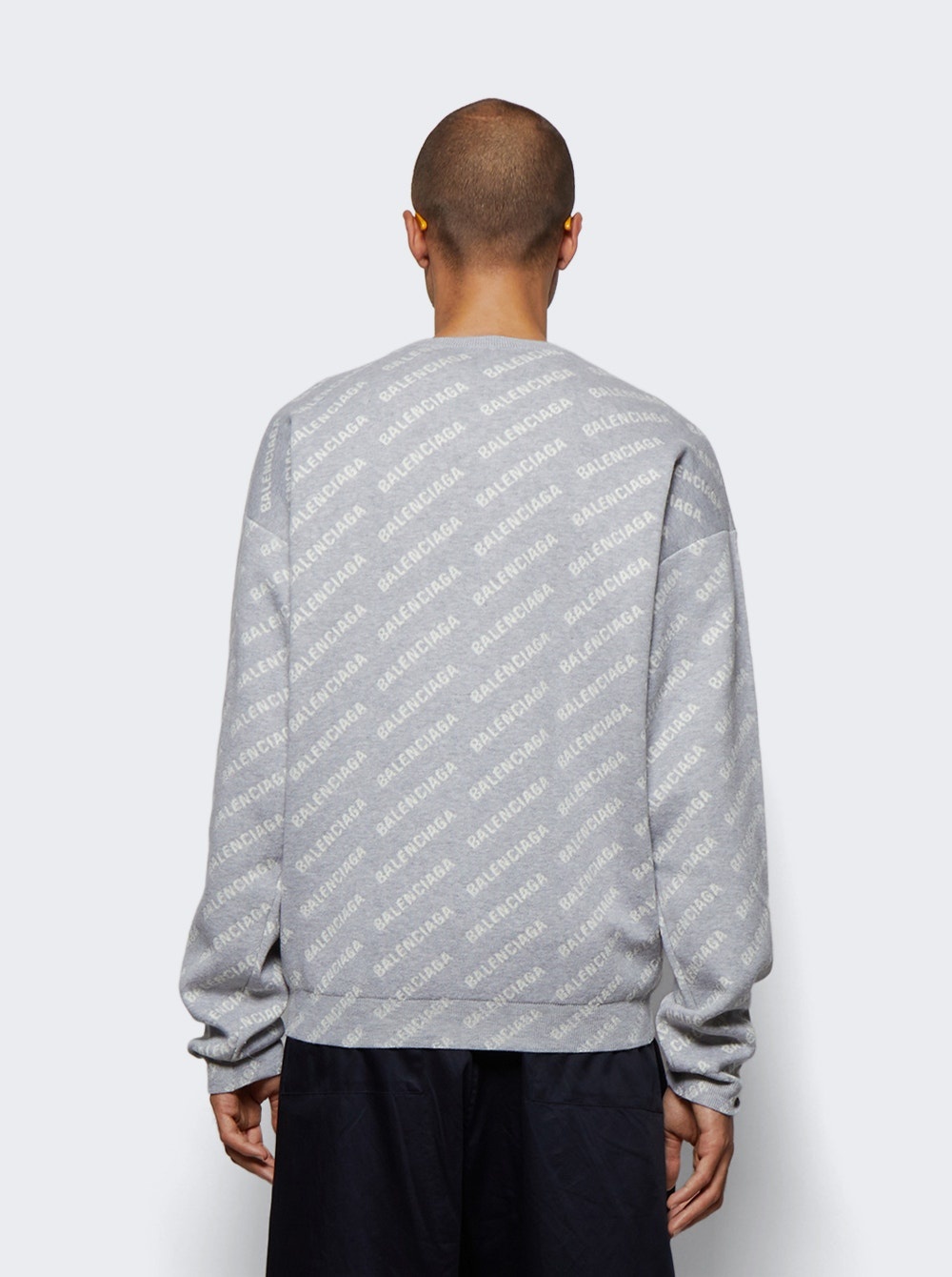 Mini Allover Logo Sweater Grey And White - 5