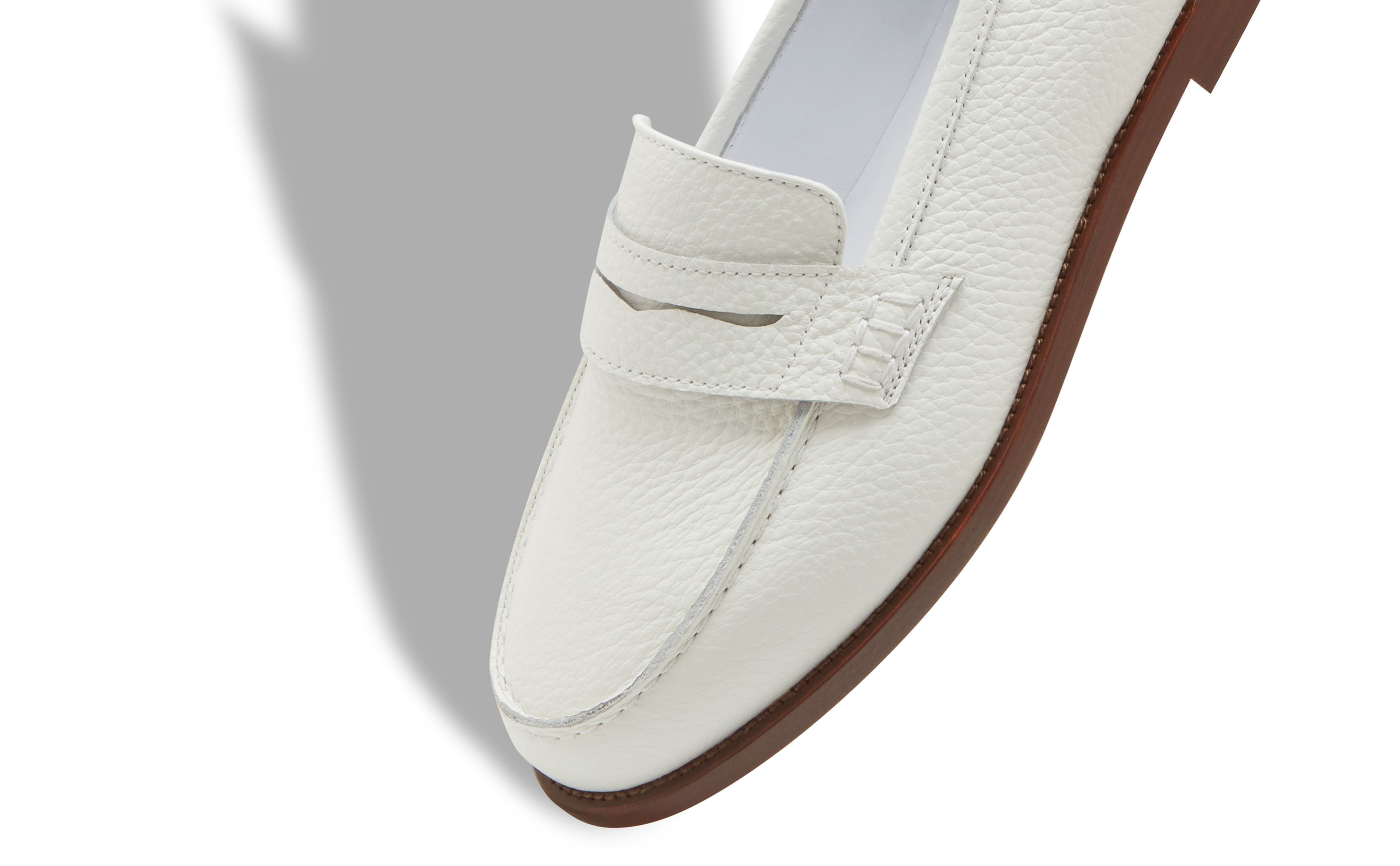 White Calf Leather Penny Loafers - 4