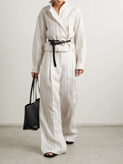 Another Tomorrow + NET SUSTAIN pleated pinstriped linen wide-leg pants outlook