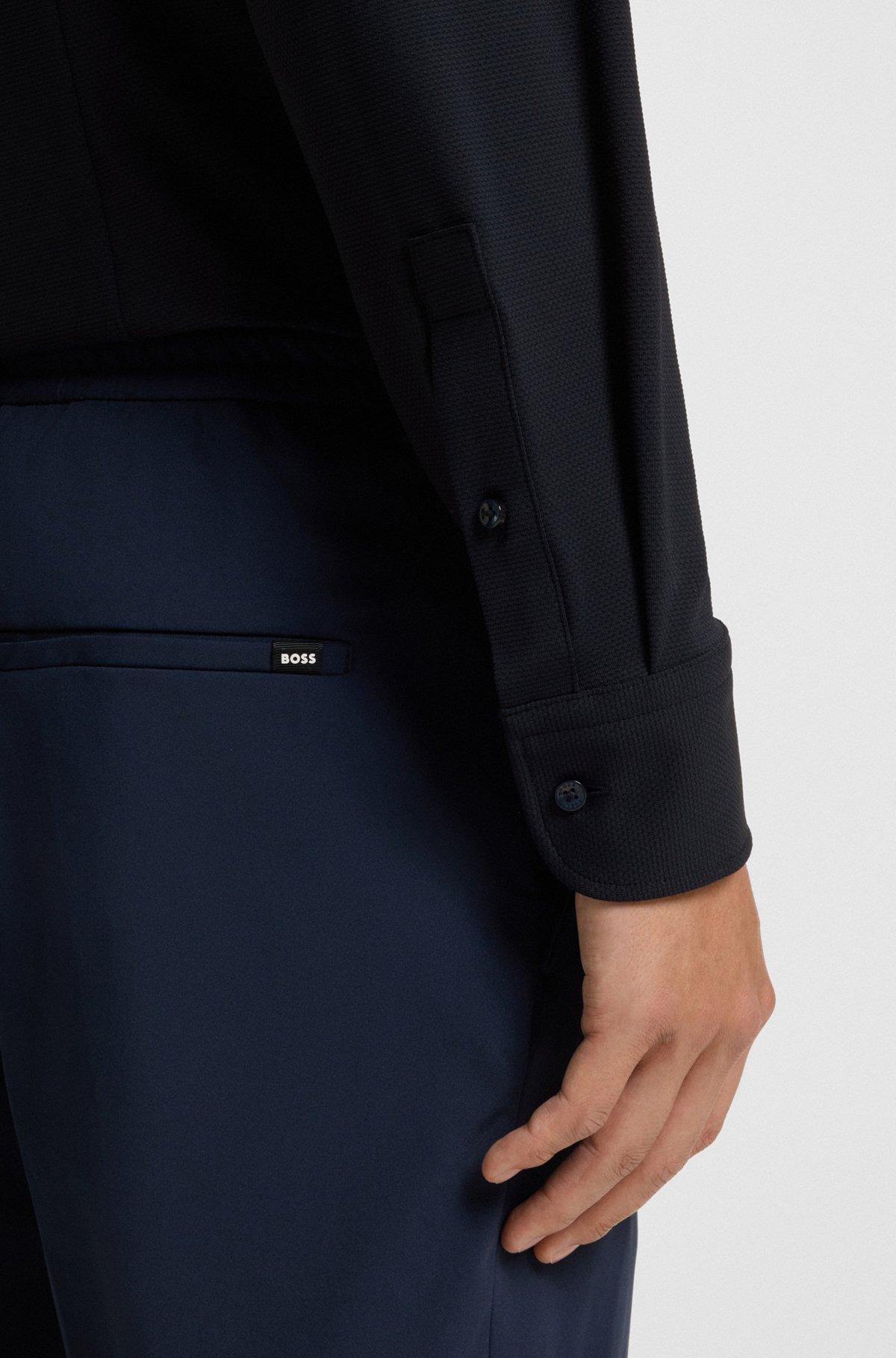 SLIM-FIT SHIRT IN STRUCTURED PERFORMANCE-STRETCH JERSEY - 6