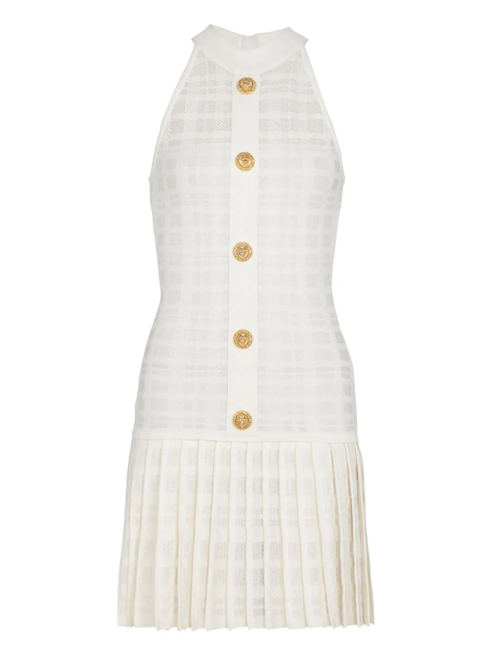 button-embellished pleated dress - 1