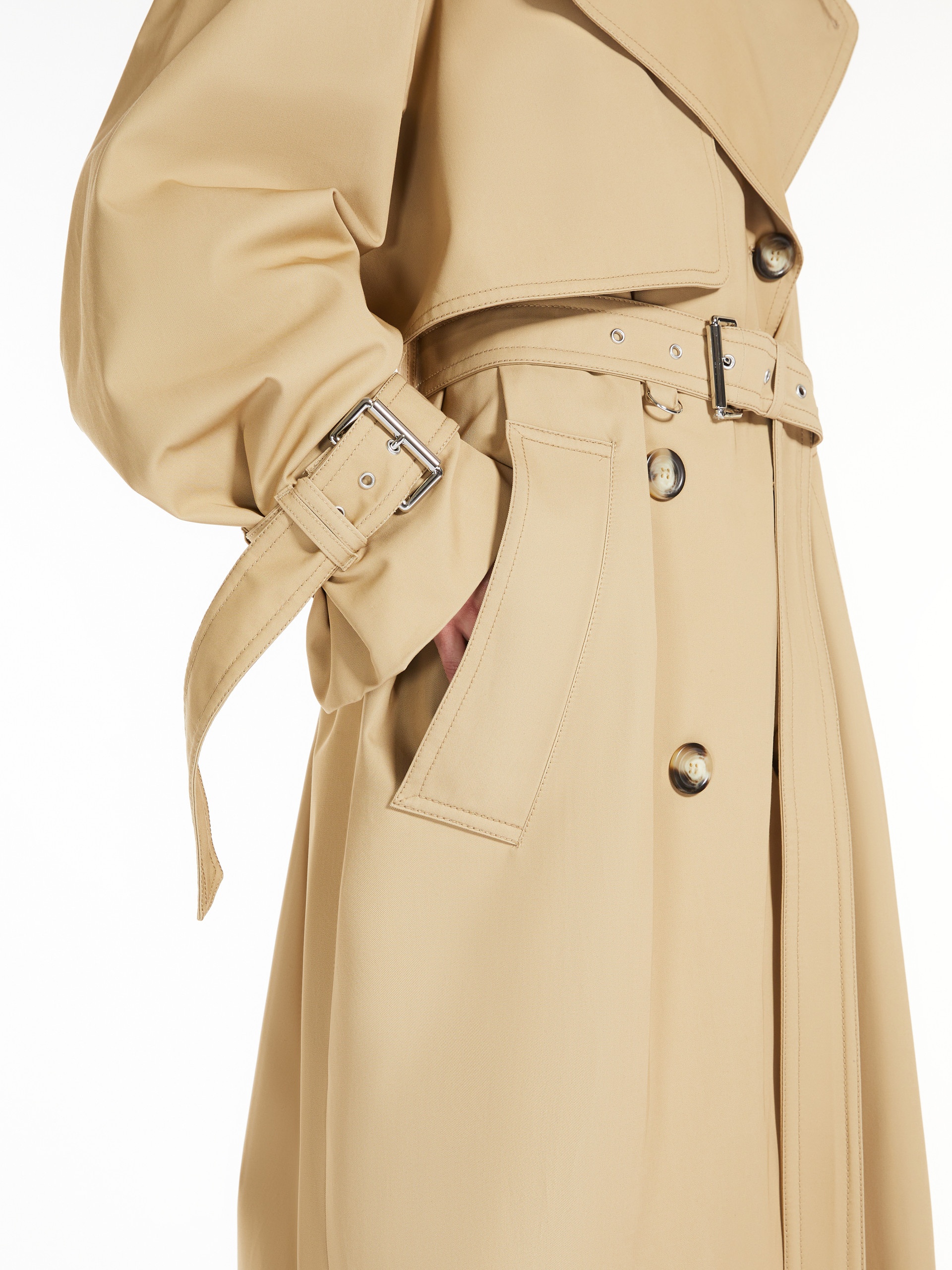 Sportmax RICAMO Cotton gabardine trench coat | REVERSIBLE