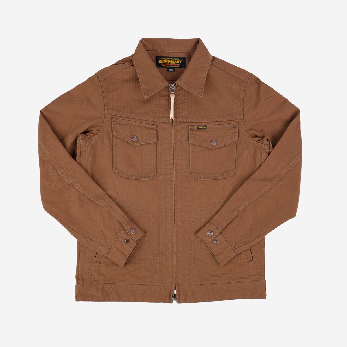 IHJ-124-BRN 10oz Herringbone Work Jacket - Brown - 1