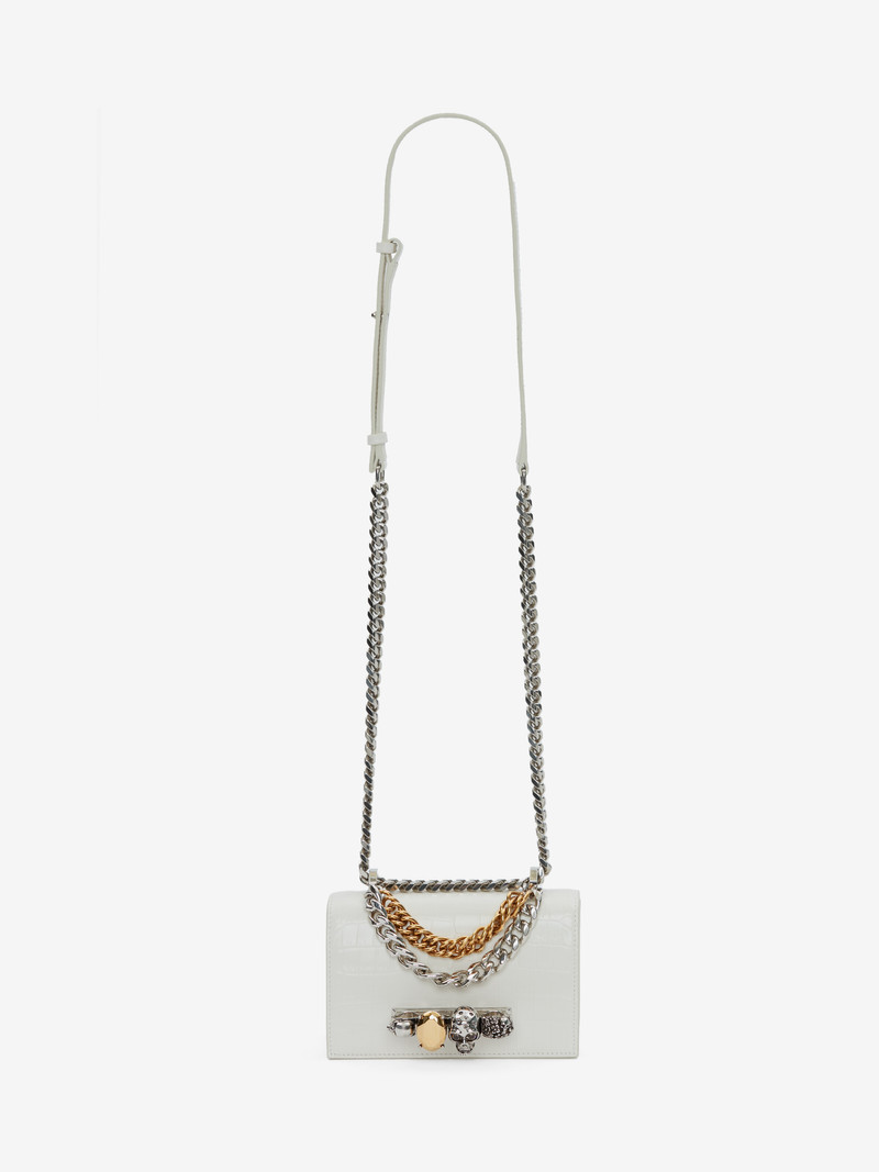 Alexander McQueen Women's Mini Jewelled Satchel With Chain in Ivory outlook