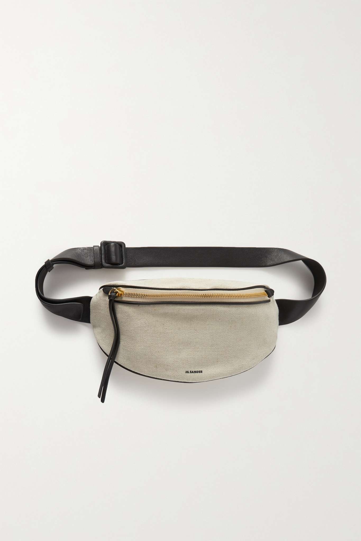 Moon small leather-trimmed cotton-canvas belt bag - 1