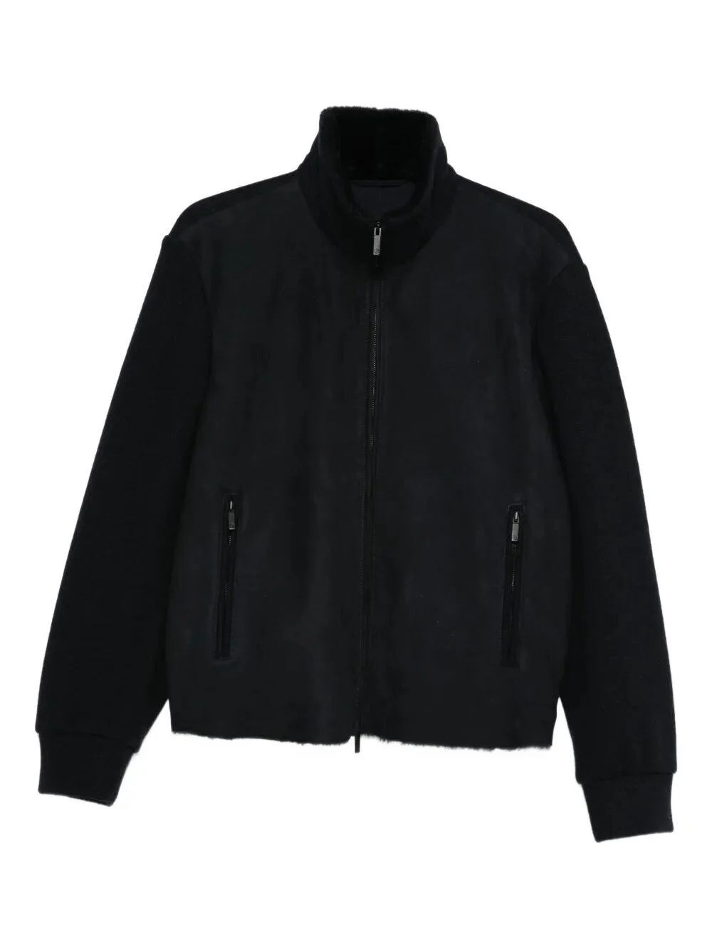 HIGH COLLAR BOMBER JACKET WITH FUR DETAILS - 1