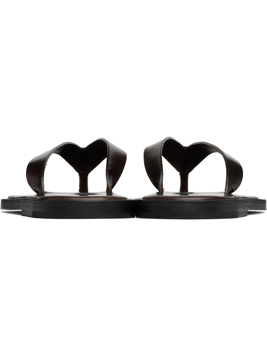 Brown Leather Tong Flip-Flops - 2