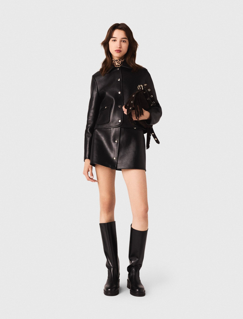 maje Cropped Leather Jacket outlook