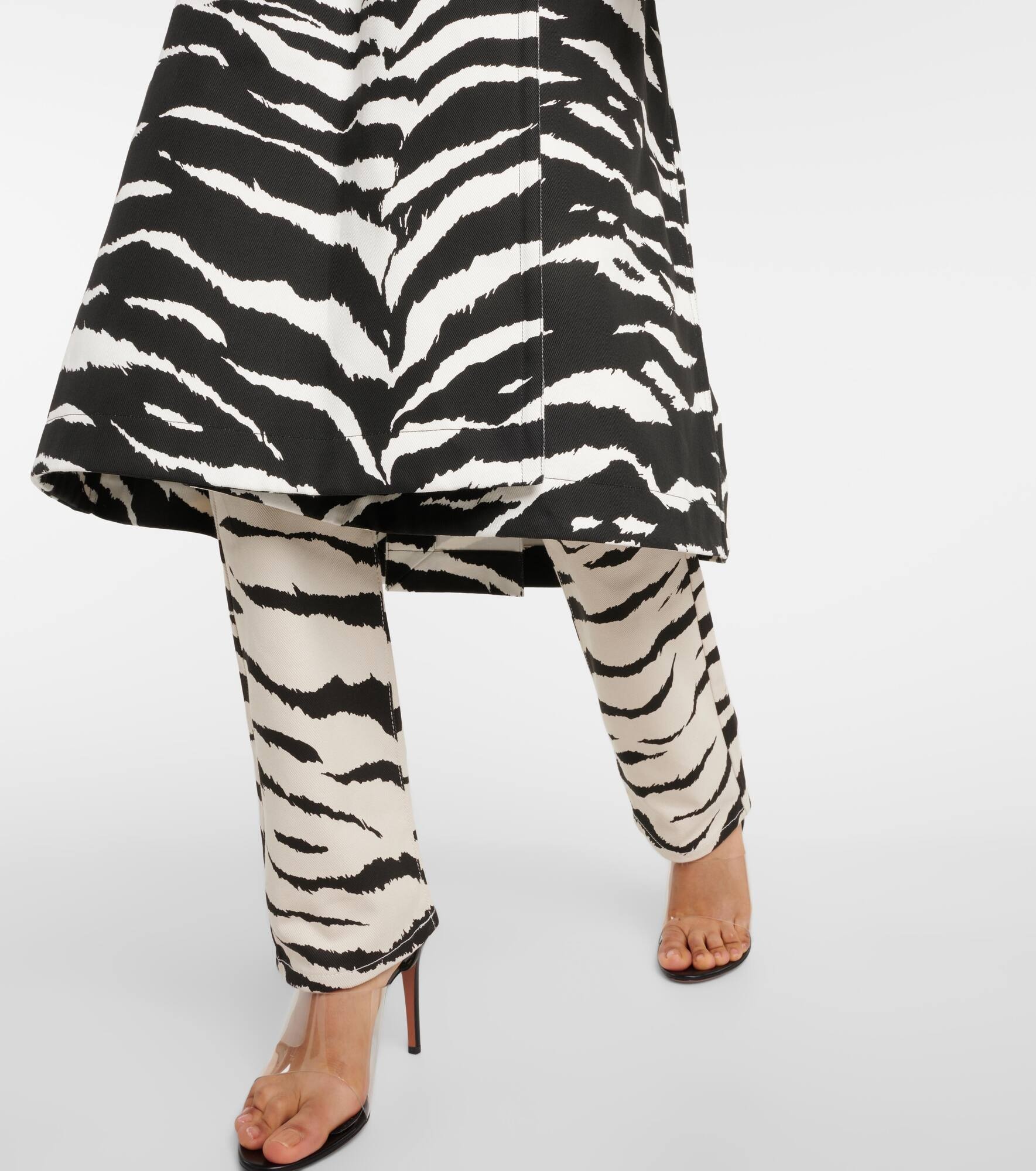 Zebra-print denim trench coat - 8