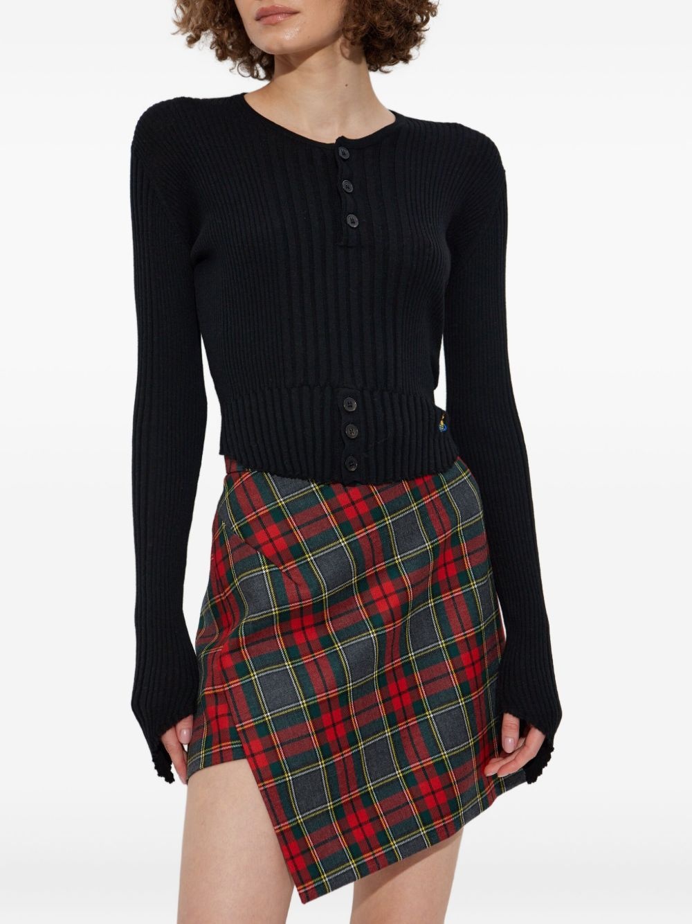 ribbed button-up top - 3