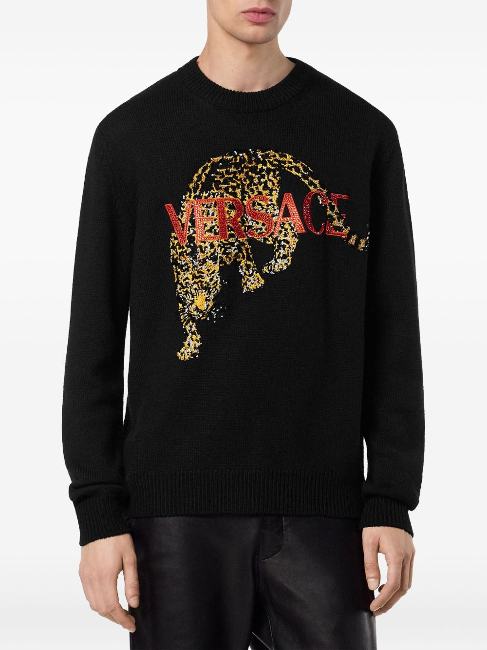 jaguar-embellished sweater - 3