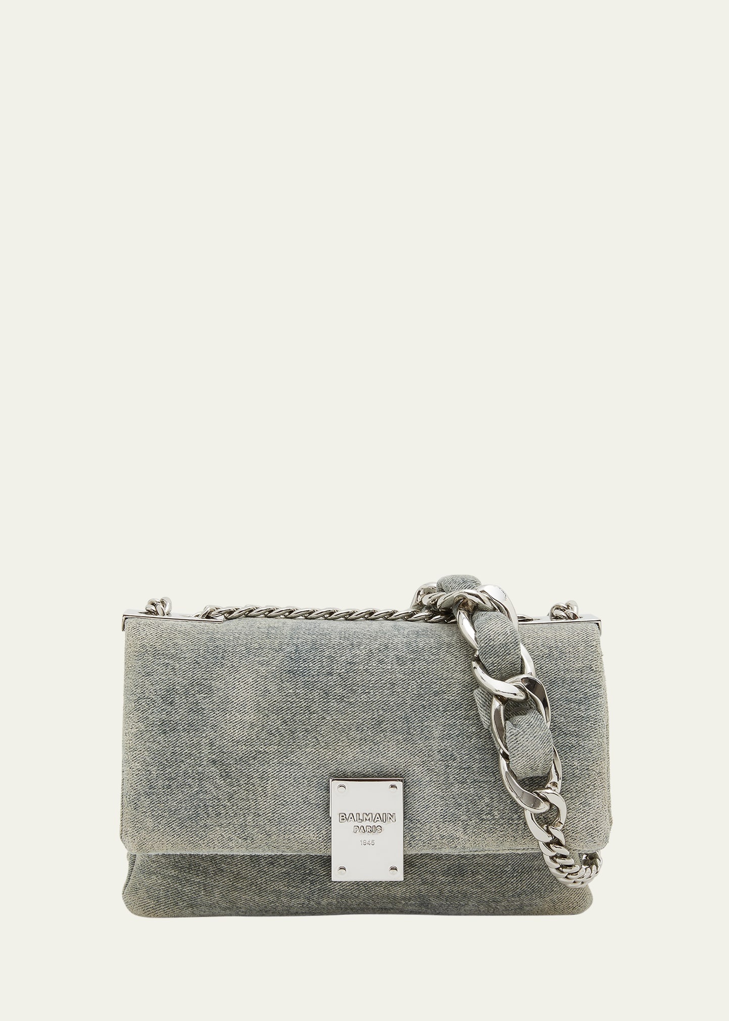 1945 Small Washed Denim Chain Shoulder Bag - 1