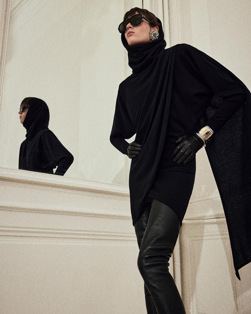 SAINT LAURENT hooded dress in wool outlook