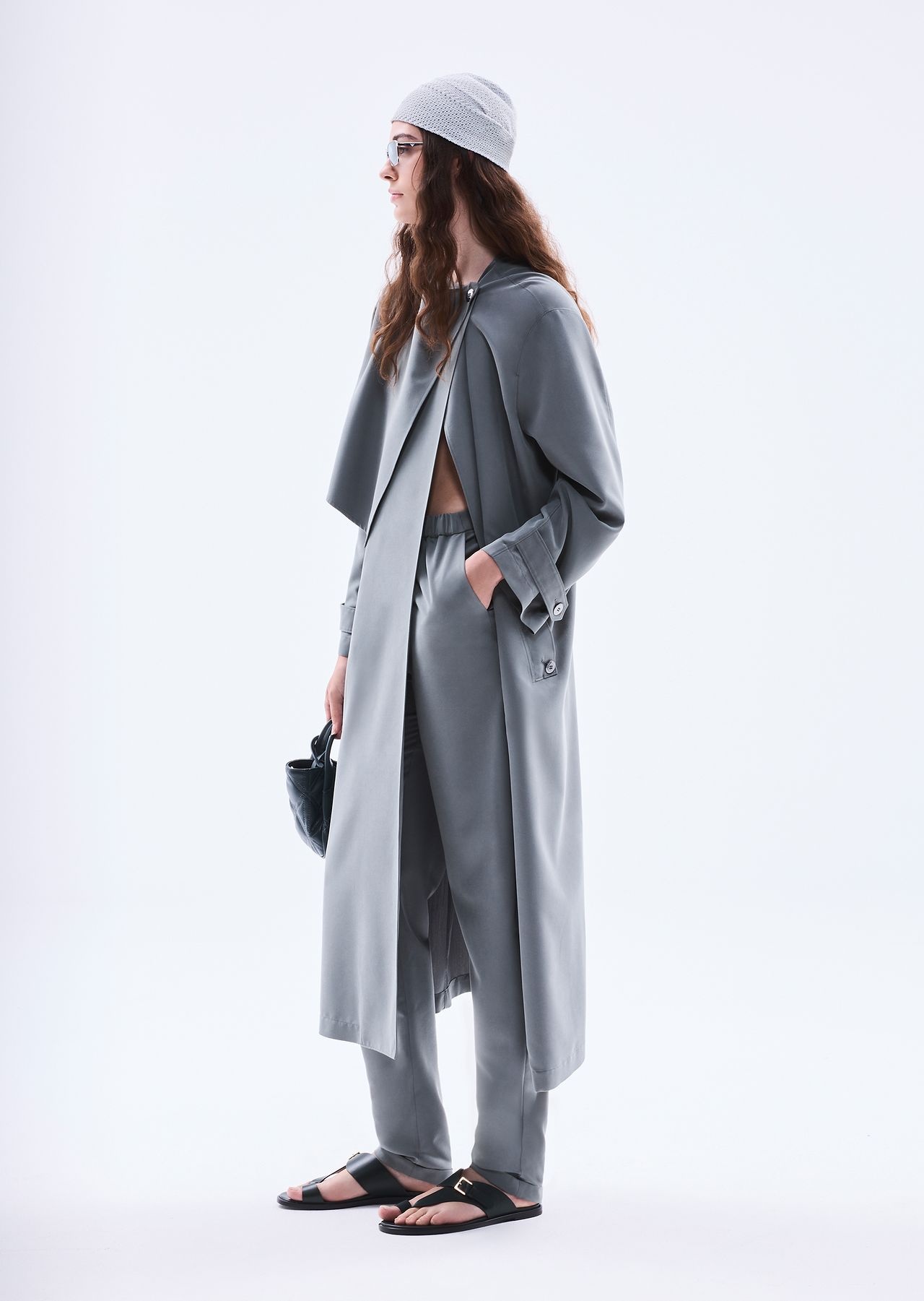 Belted cupro trench coat with wrap closure - 6