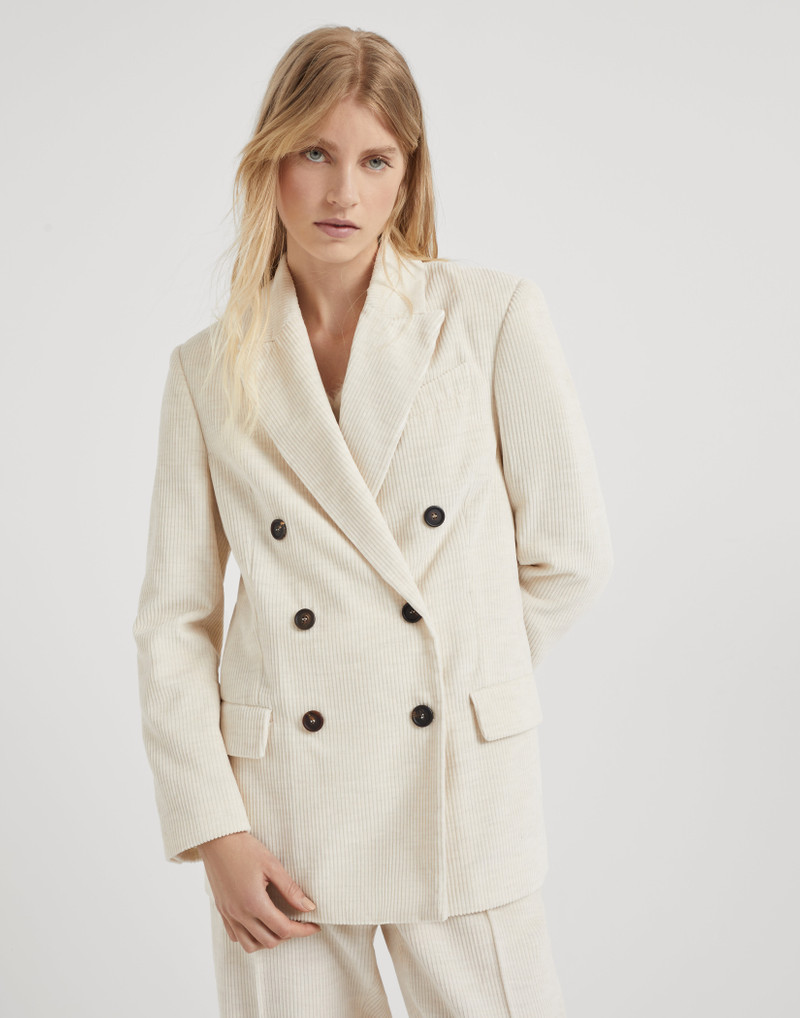 Viscose and cotton corduroy blazer with monili - 1